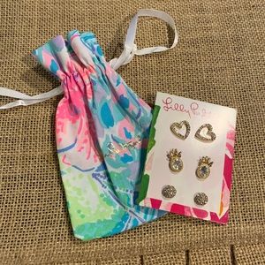 Lilly Pulitzer Pineapple Shake Earring 3 Pack